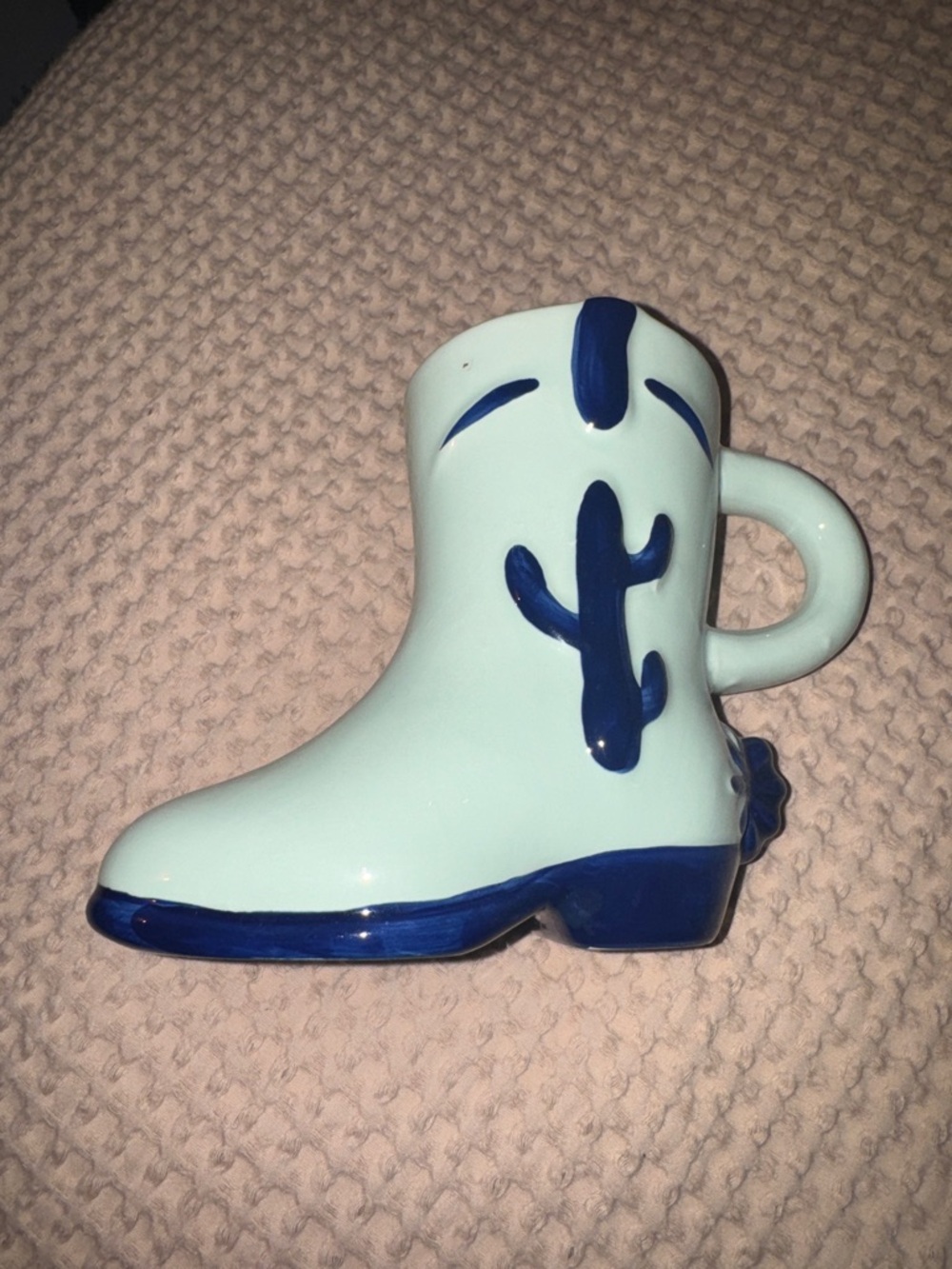 NWT | Room Essentials Light Blue Ceramic Cowboy Boot Mug with Dark Blue Accents